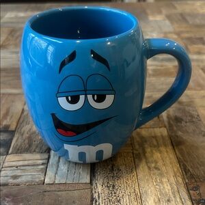 M&M Blue Ceramic Mug Barrel Shape 19 oz